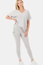 Blake V-Neck Rolled T-Shirt and Leggings Lounge Set