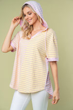 Tianna Striped Drawstring Hooded Top