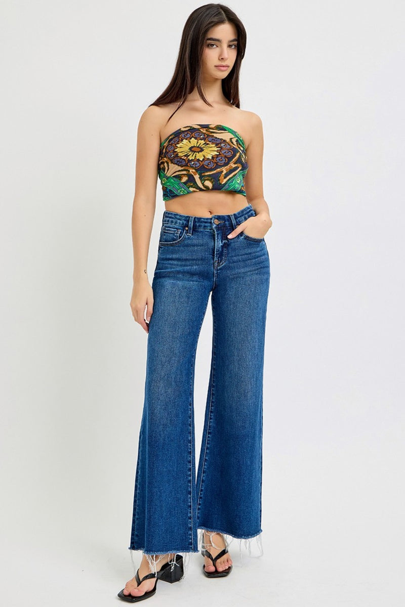 Kayla Tummy Control High Rise Wide Leg Jeans by RISEN