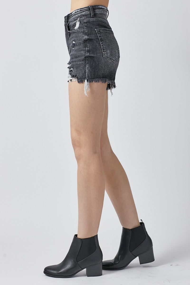 Harlow High Rise Distressed Denim Risen Shorts