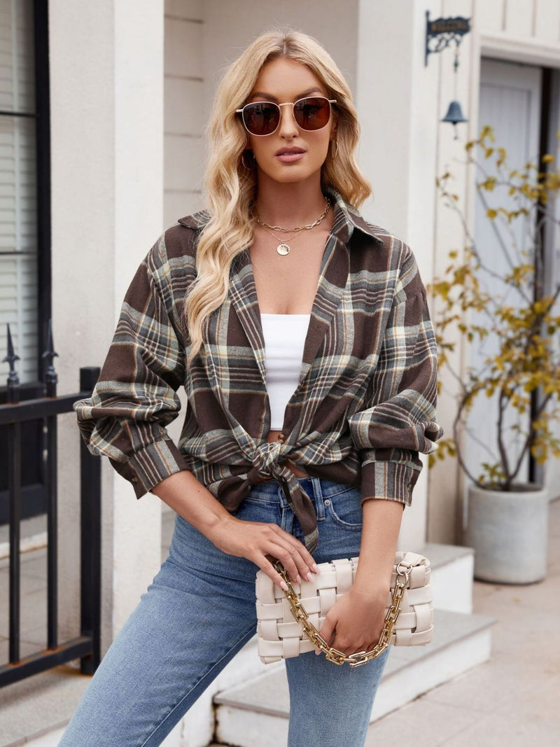 Gemma Pocketed Plaid Long Sleeve Shirt