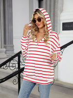 Miranda Drawstring Striped Long Sleeve Hoodie