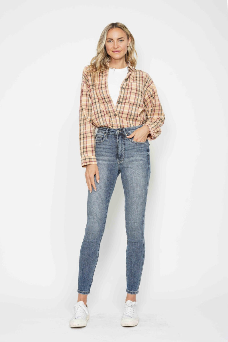Hazel Tummy Control Contrast Wash Skinny Judy Blue Jeans