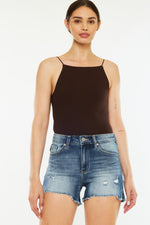 Delilah Kancan High Waist Raw Hem Denim Shorts