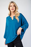 Lainey Notched Three-Quarter Sleeve Blouse