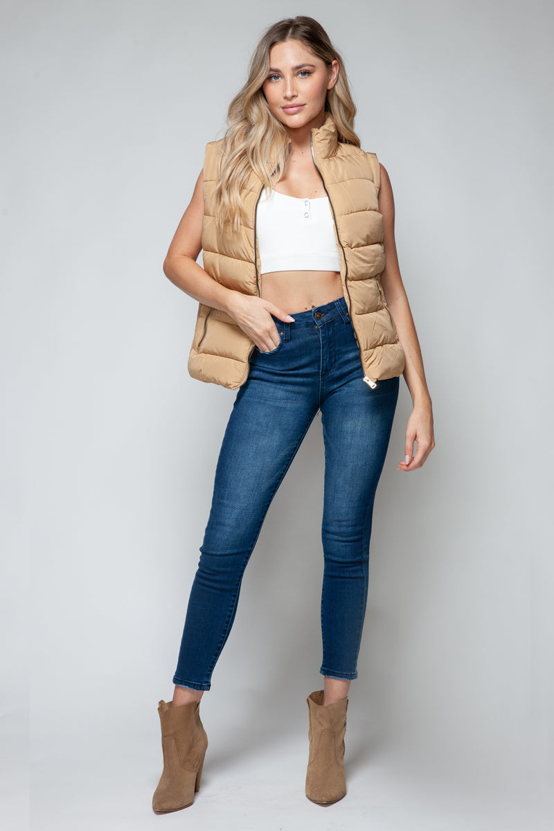 Sady Zip Up Turtleneck Vest with Pockets