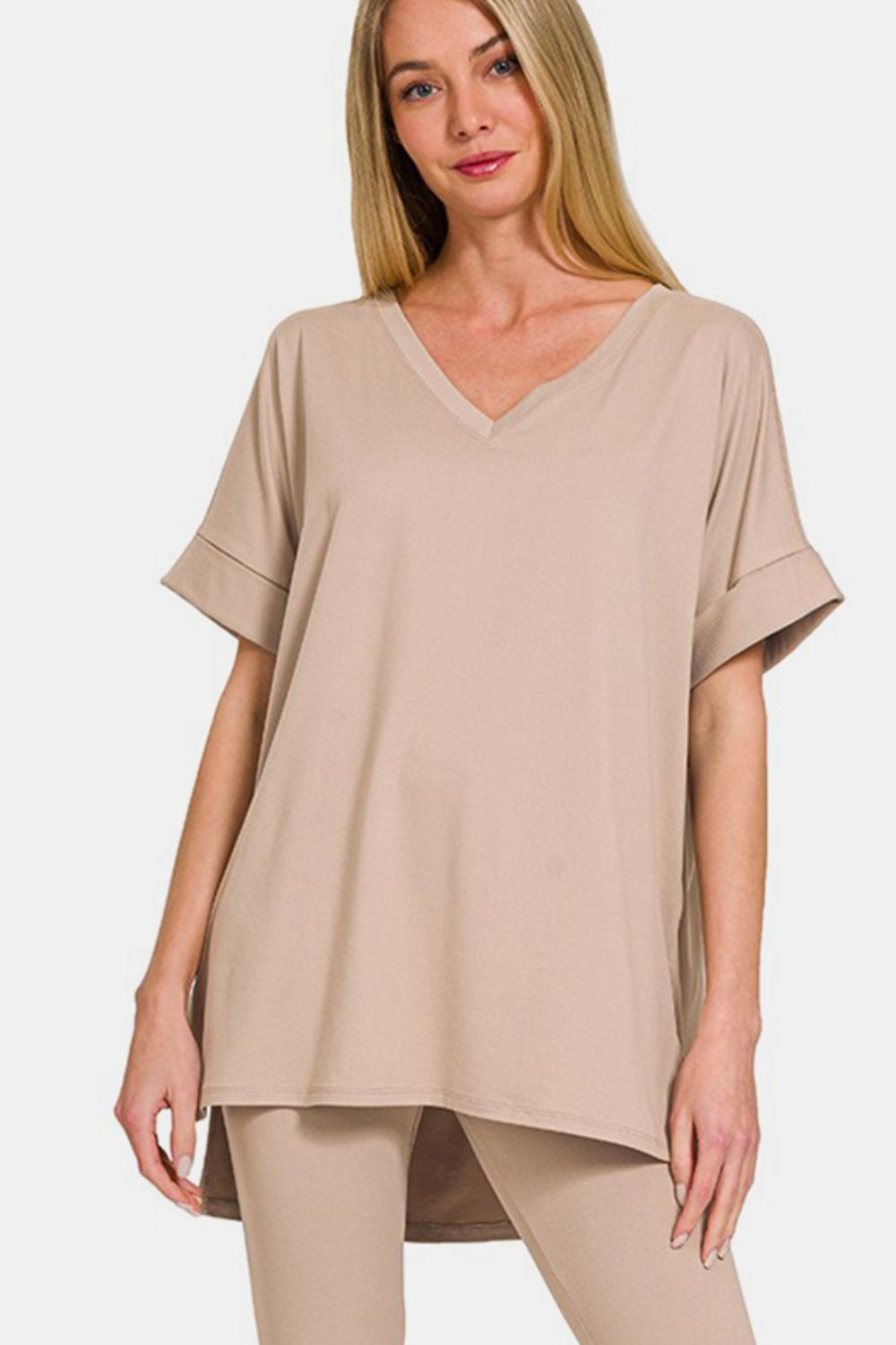 Berkeley V-Neck Rolled T-Shirt and Leggings Lounge Set