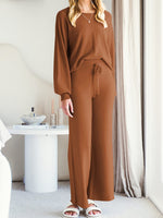 Maddie Long Sleeve Lounge Top and Drawstring Pants Set