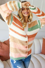 Gina Button Down Striped Sweater Cardigan