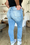 Zoey Distressed Straight Judy Blue Jeans with Patch Pockets