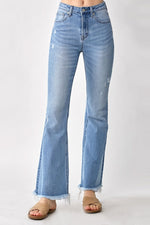 Penelope High Rise Frayed Hem Bootcut Risen Jeans