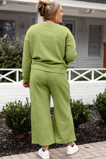 Violet Textured Long Sleeve Top and Drawstring Pants Set