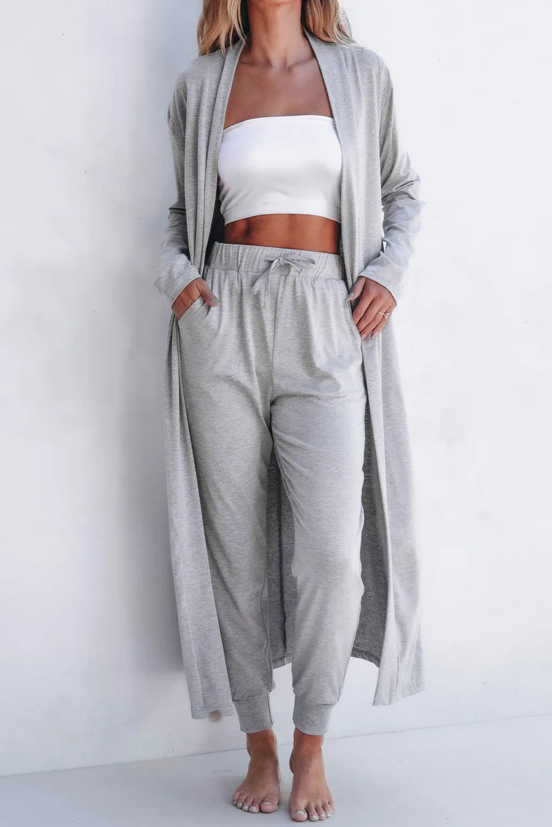 Jasmine Open Front Long Sleeve Cardigan and Pants Lounge Set