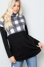 Larissa Pocketed Plaid Turtleneck Top