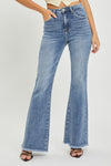 Becca High Waist Raw Hem Flare Jeans by RISEN