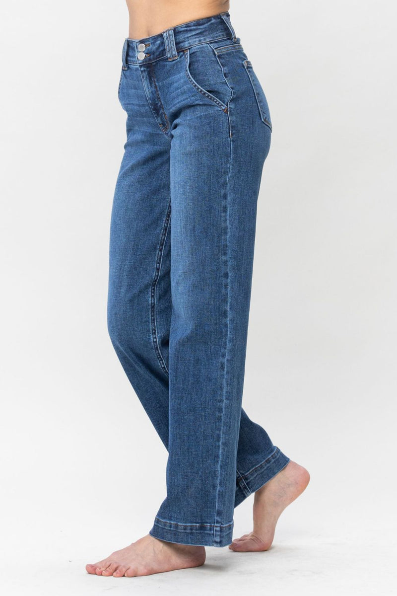 Kendall Double Button Wide Leg Judy Blue Jeans