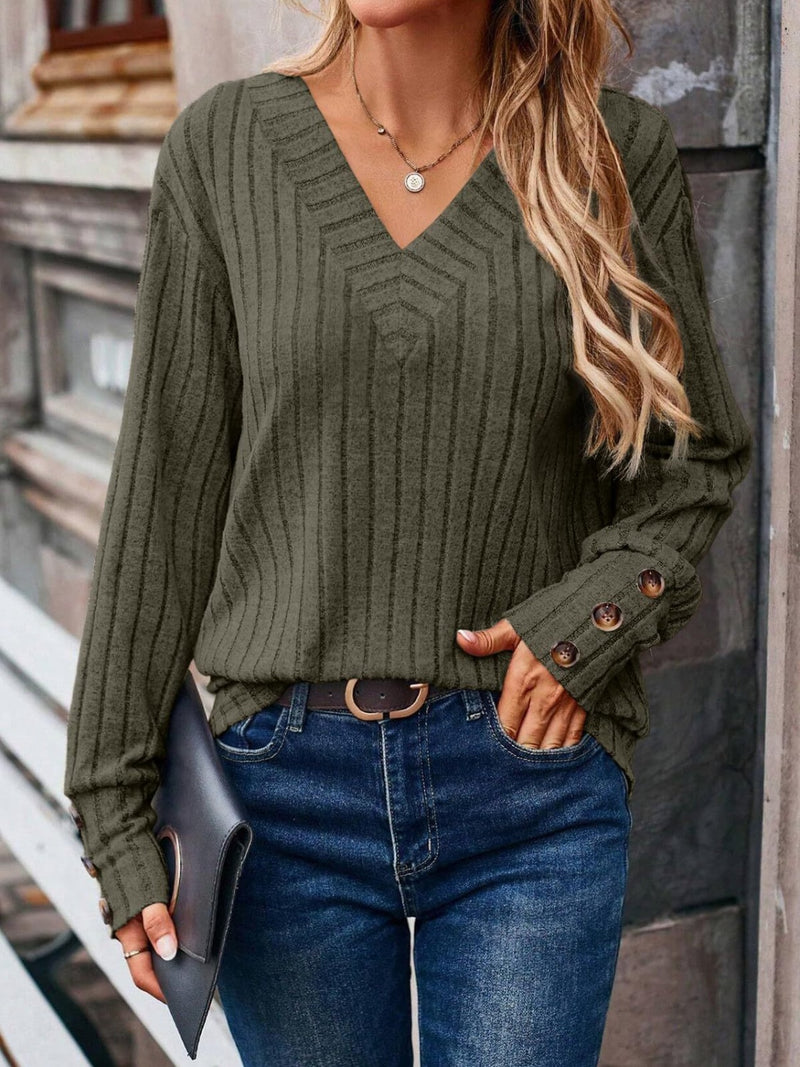 Haven Ribbed V-Neck Long Sleeve