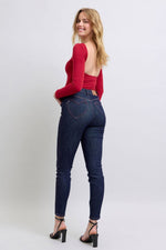 Love Heart Shaped Back Pockets Skinny Judy Blue Jeans