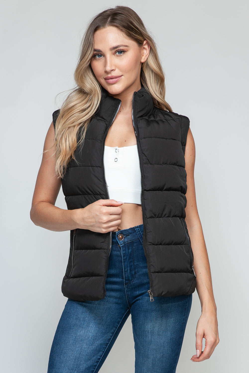 Sady Zip Up Turtleneck Vest with Pockets