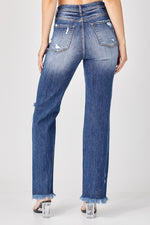 Penelope RISEN Raw Hem Distressed Straight Jeans