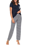 Abbie Short Sleeve Top and Striped Pants Lounge Set