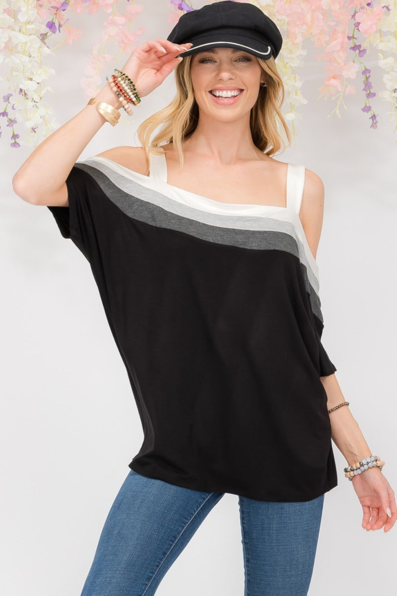 Jolie Striped Cold Shoulder Top