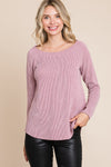 Saria Rib Texture Boat Neck Top