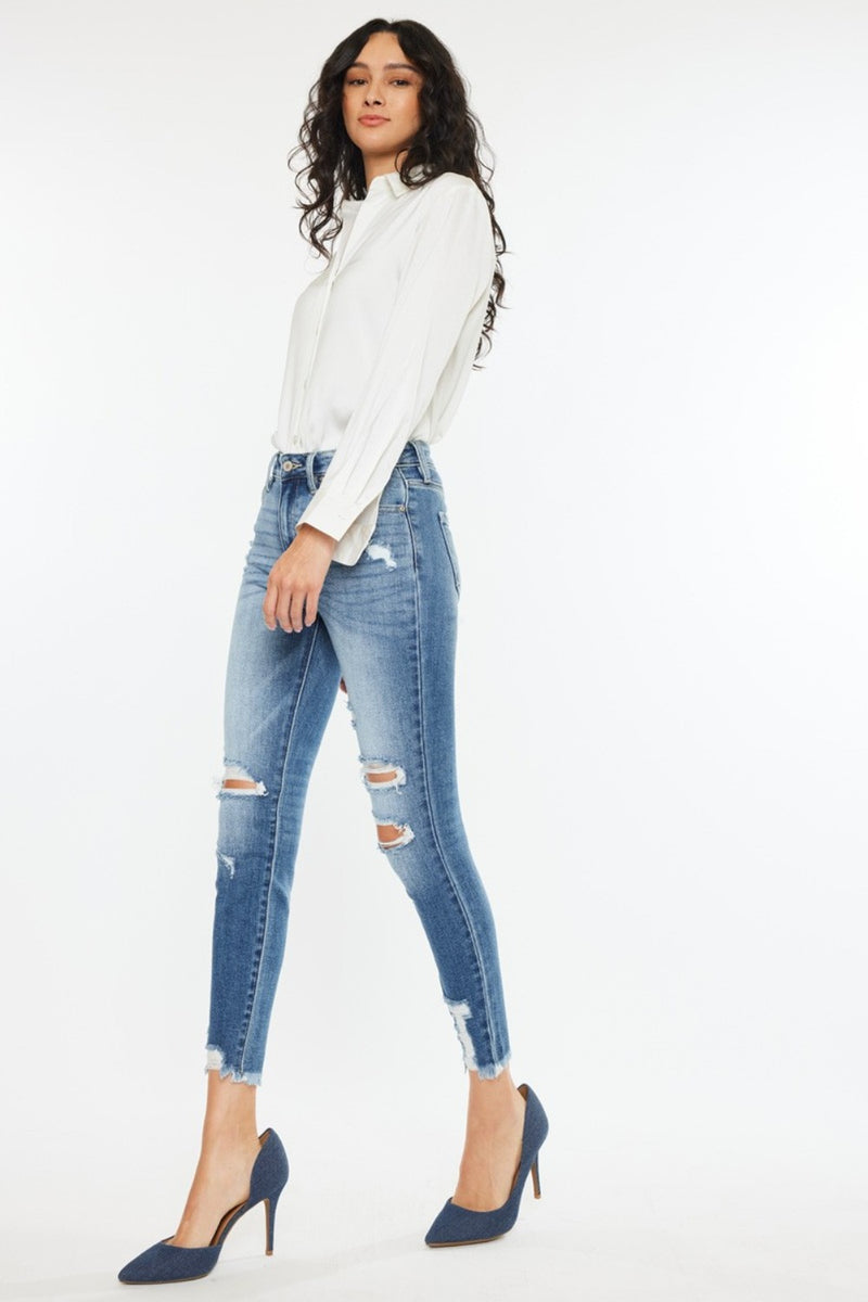 Kerri High Rise Frayed Ankle Skinny Kancan  Jeans