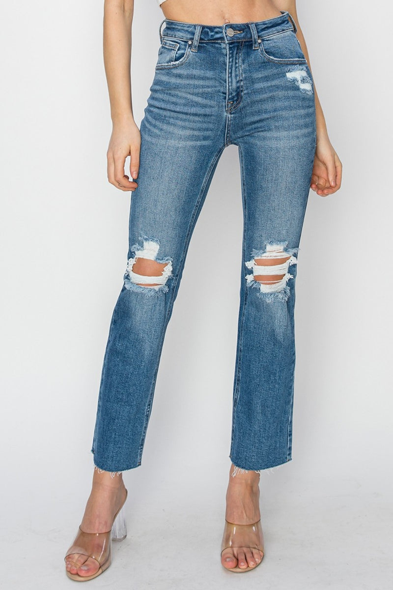 Charity RISEN High Rise Distressed Ankle Jeans