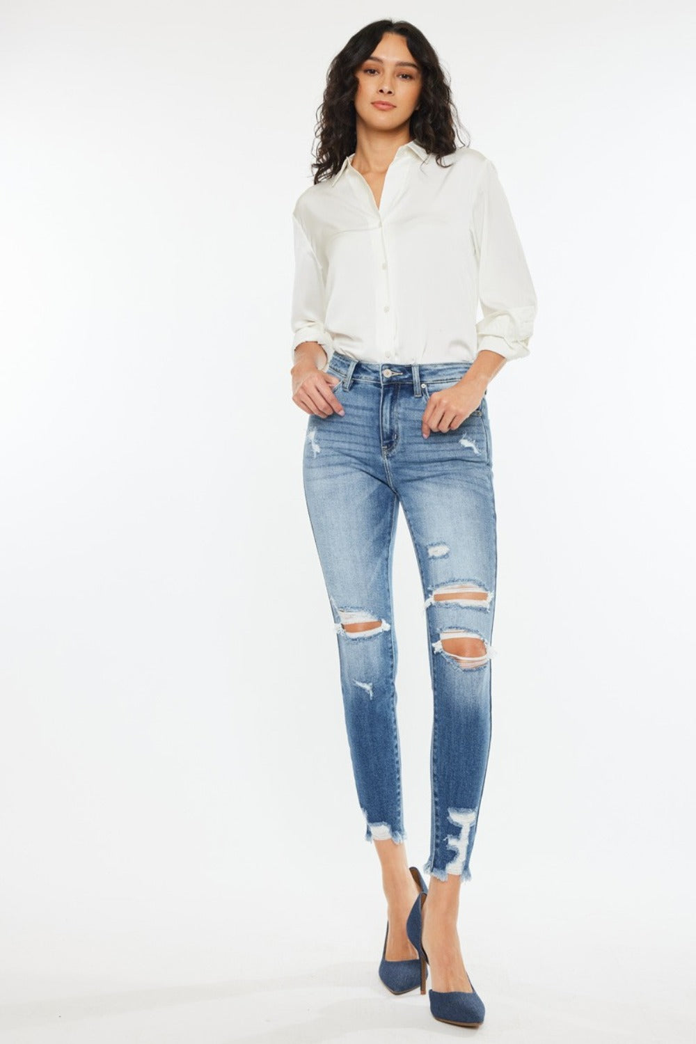 Kerri High Rise Frayed Ankle Skinny Kancan  Jeans