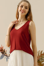 Mia V-Neck Curved Hem Tank