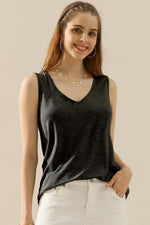 Mia V-Neck Curved Hem Tank