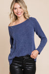 Justice Rib Texture Boat Neck Top