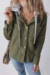 Lila Drawstring Button Up Hooded Jacket