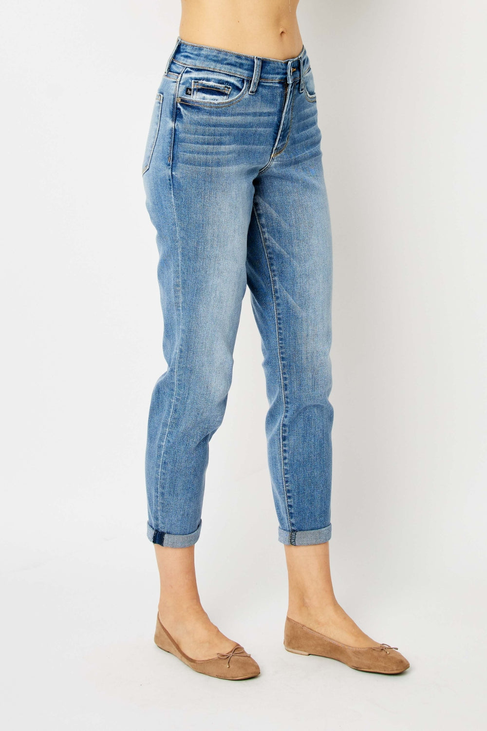 Sariah Judy Blue Cuffed Hem Slim Jeans