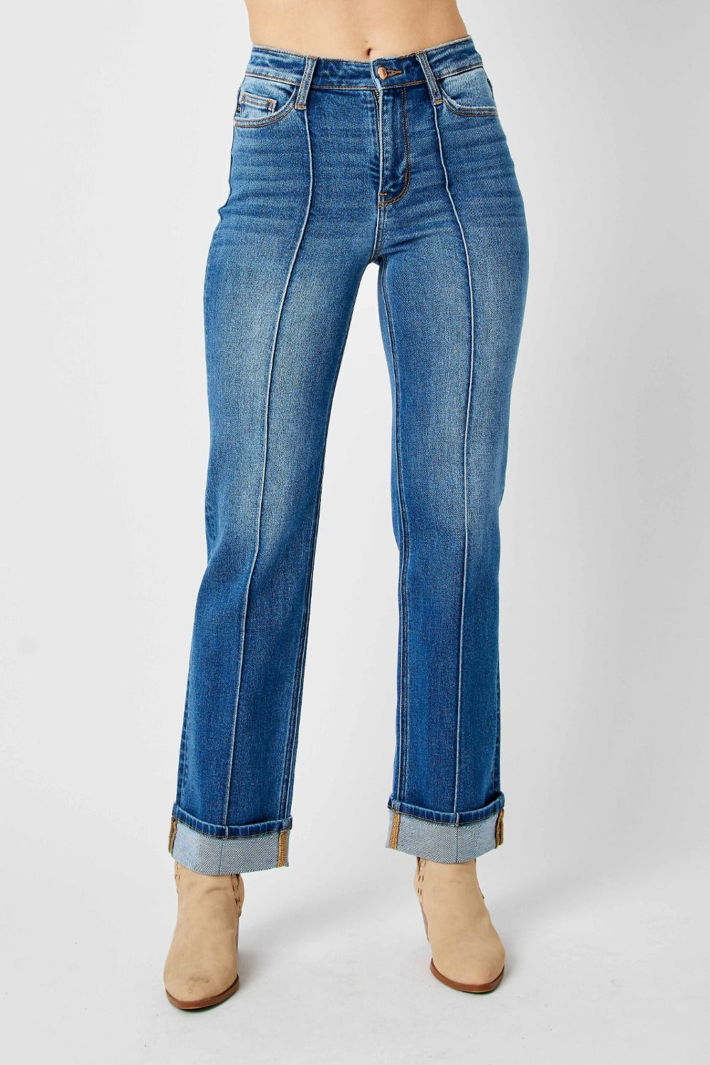 Ariel High Waist Front Seam Detail Straight Judy Blue Jeans