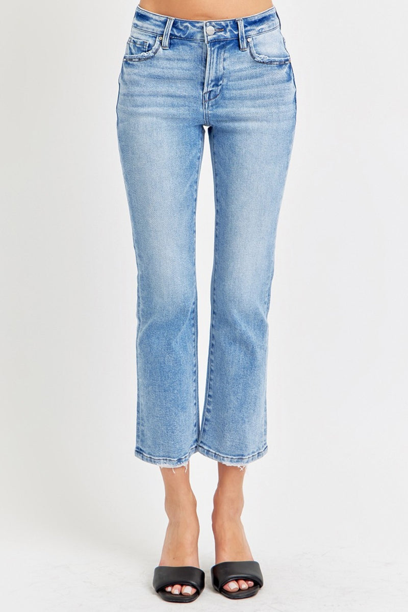 Natalie Low Rise Crop Slim Straight Jeans by RISEN