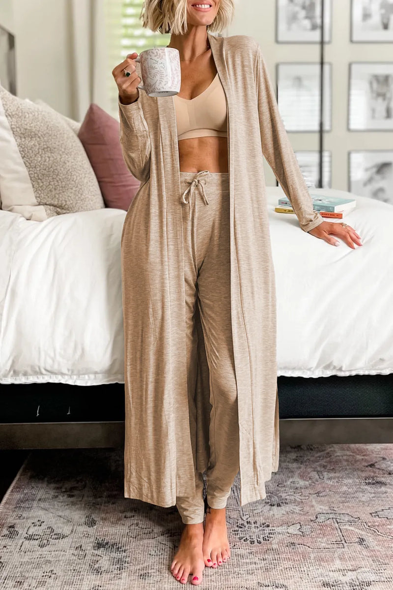 Jasmine Open Front Long Sleeve Cardigan and Pants Lounge Set