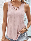 Brylee Eyelet Crisscross Wide Strap Tank