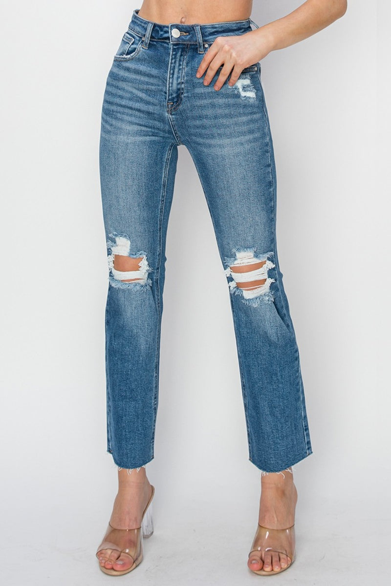 Charity RISEN High Rise Distressed Ankle Jeans