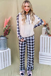 Avery Drawstring Hooded Top and Plaid Pants Lounge Set