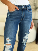 Denae Mid Rise Distressed Raw Hem Judy Blue Jeans