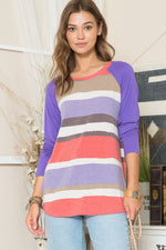 Vanessa Striped Contrast Long Sleeve T-Shirt