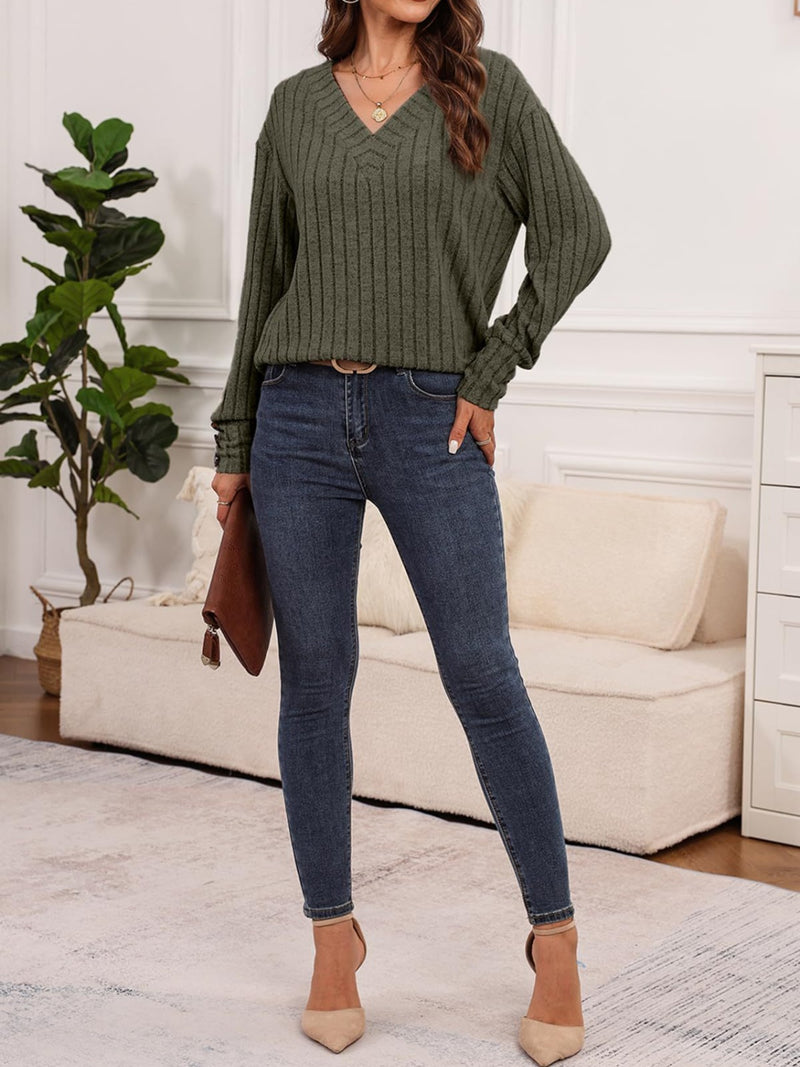 Haven Ribbed V-Neck Long Sleeve