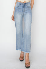 Jensen High Rise Crop Wide Fray Hem Jeans by RISEN