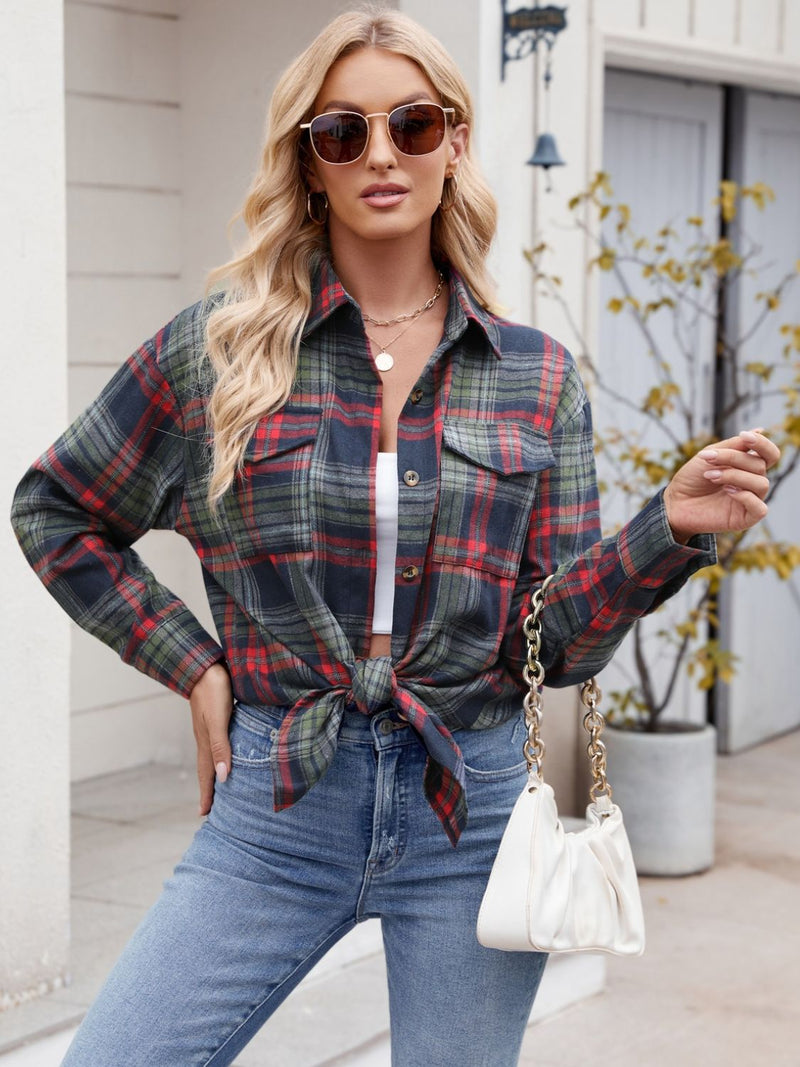 Becca Plaid Button Up Long Sleeve Shirt