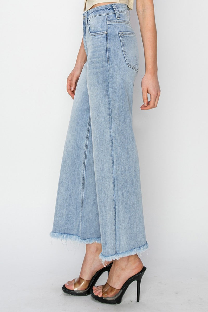 Jensen High Rise Crop Wide Fray Hem Jeans by RISEN