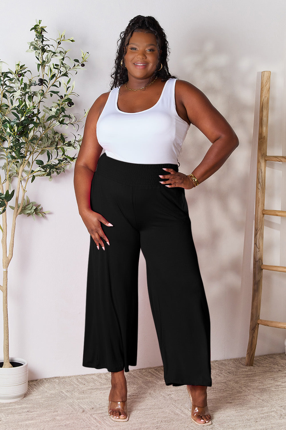 Journey Smocked Wide Waistband Wide Leg Pants