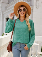 Addison Heathered V-Neck Long Sleeve