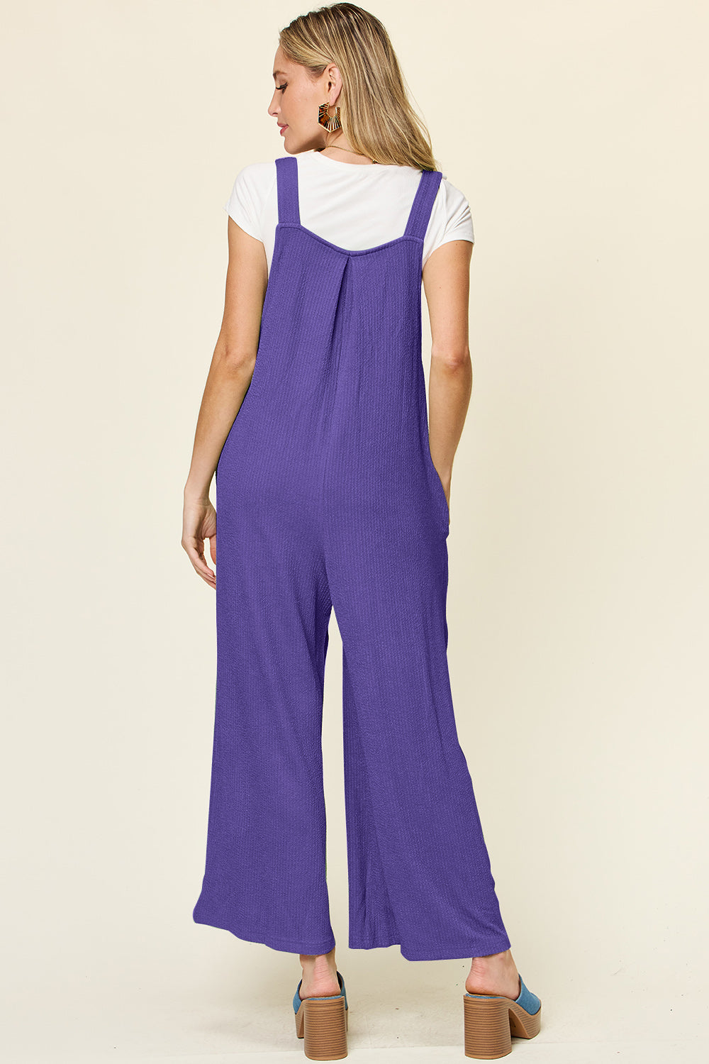 Tifanee Texture Sleeveless Wide Leg Overall